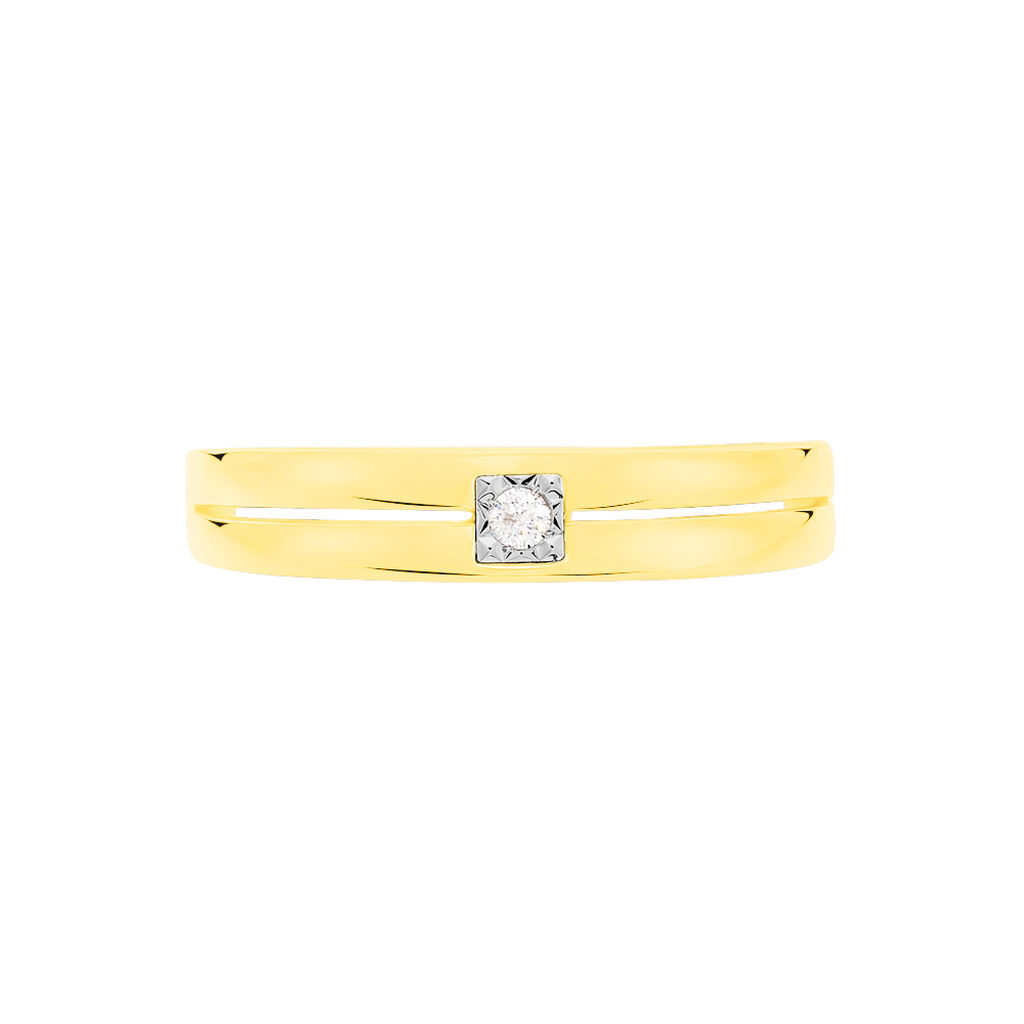 Vienna Damen Ring Gold 375 (9 Karat) Diamant Wei&szlig; 0,03 ct Viereck B 5 mm