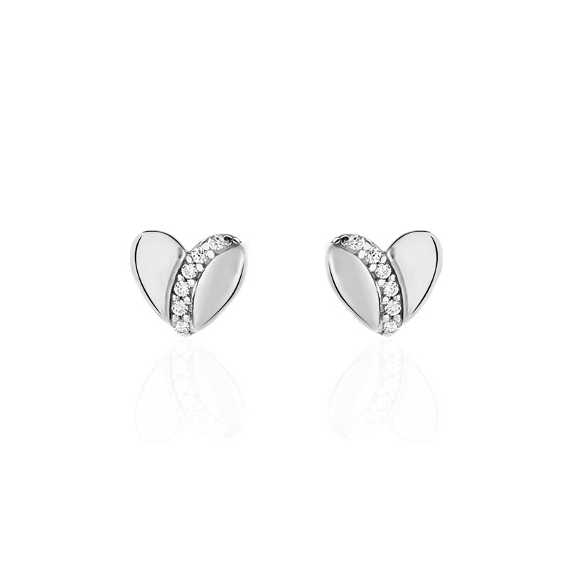 Boucles D'oreilles Puces Kaytleen Or Blanc Oxyde De Zirconium - Spannringe Damen | OROVIVO