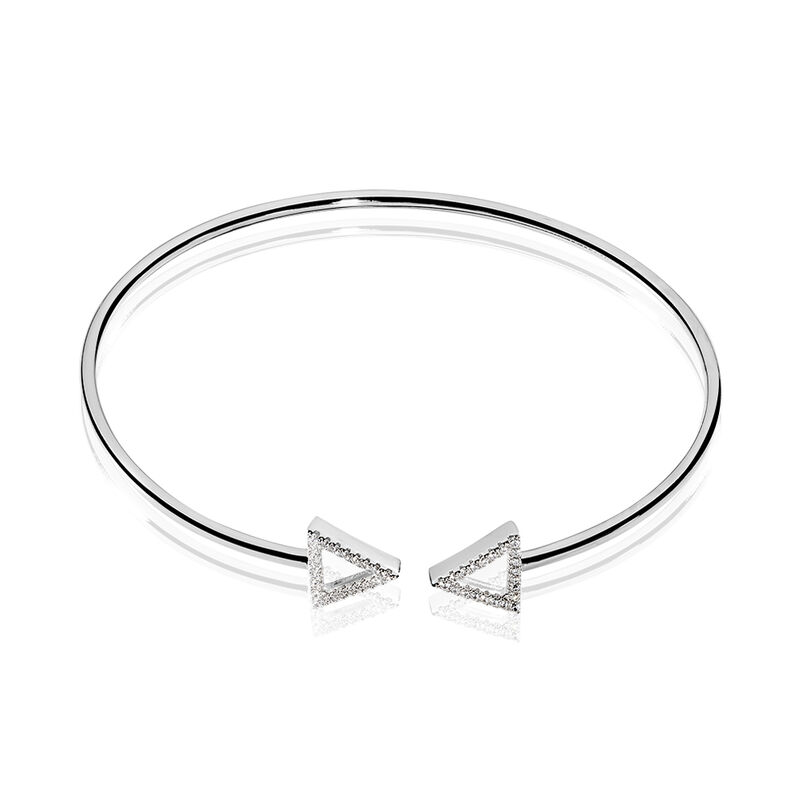 Bracelet Jonc Argent Rhodie Triangle - Spannringe Damen | OROVIVO