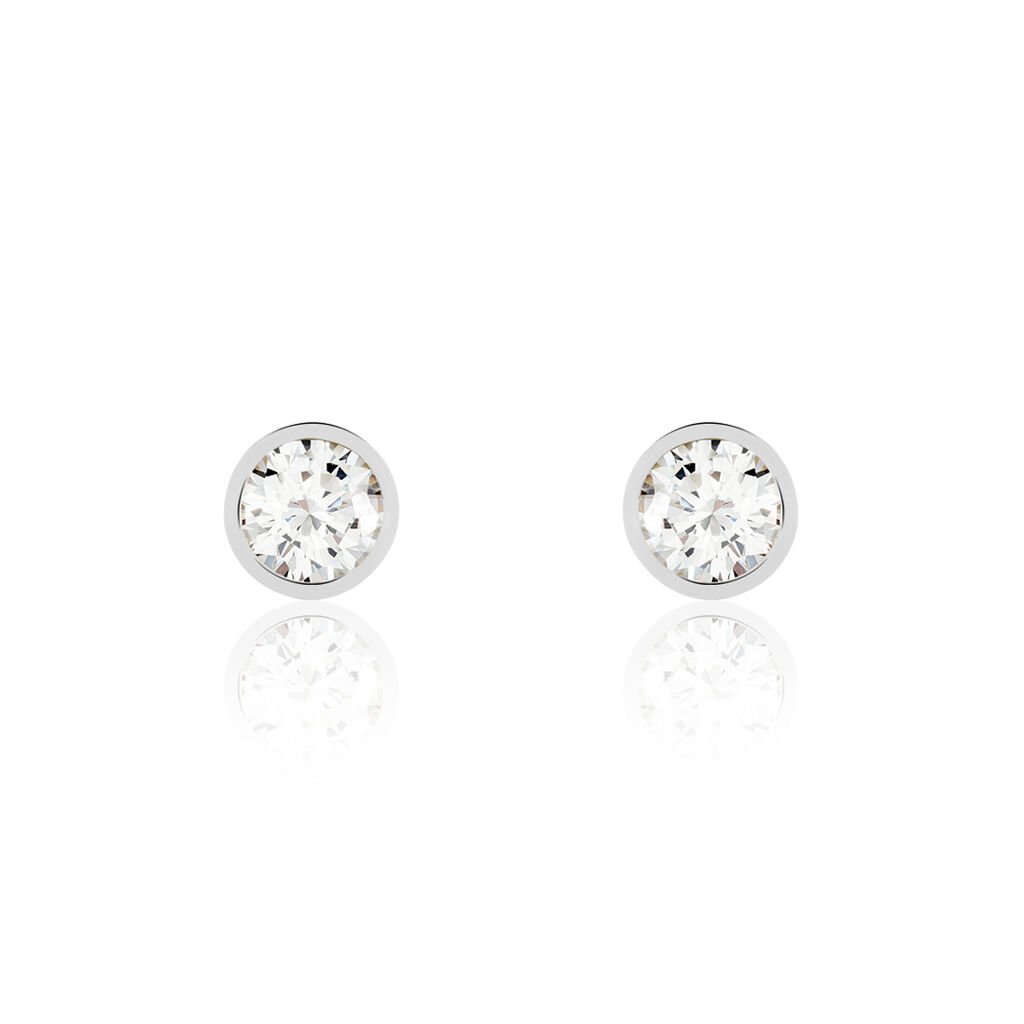 Thumbnail - Damen Ohrstecker Weißgold 375 Zirkonia Kreis Zarge 6,00mm , Ohrstecker mit Stein