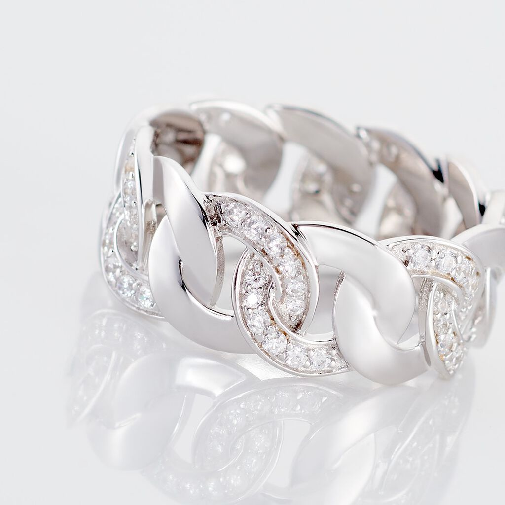 ZAINAB Damen Ring Silber 925 Zirkonia Wei&szlig; 0,72 ct Kettenglieder