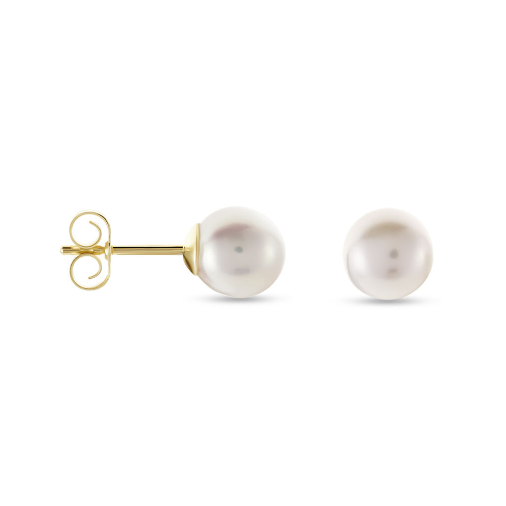 GARA Damen Ohrstecker Gold 585 (14 Karat) Zuchtperle Perlmutt Ball