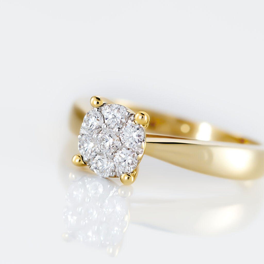 Bague Charlène Or Jaune Diamant Synthetique - Spannringe Damen | OROVIVO