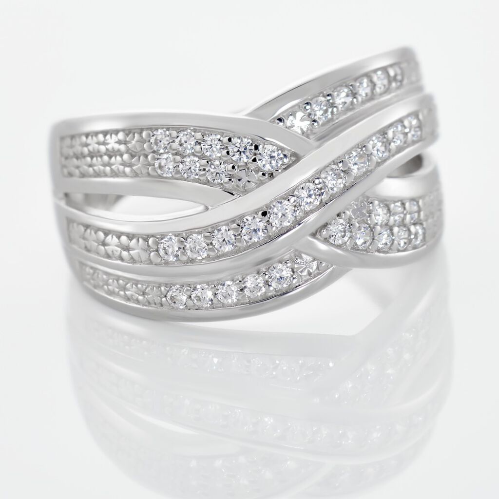 Damen Ring Silber 925 Zirkonia Wei&szlig; 0,3 ct