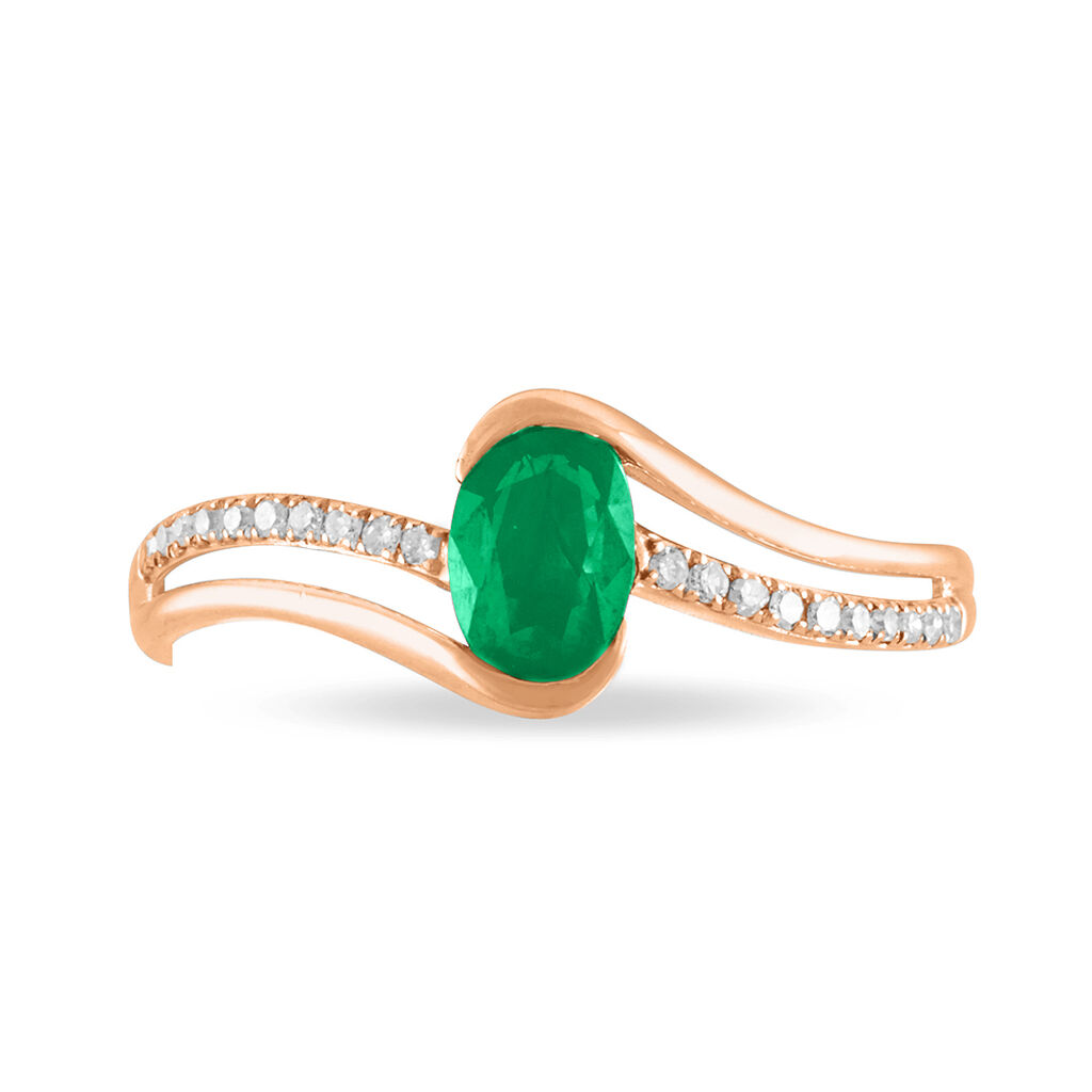 Bague Anja Or Rose Emeraude Et Diamant - Spannringe Damen | OROVIVO