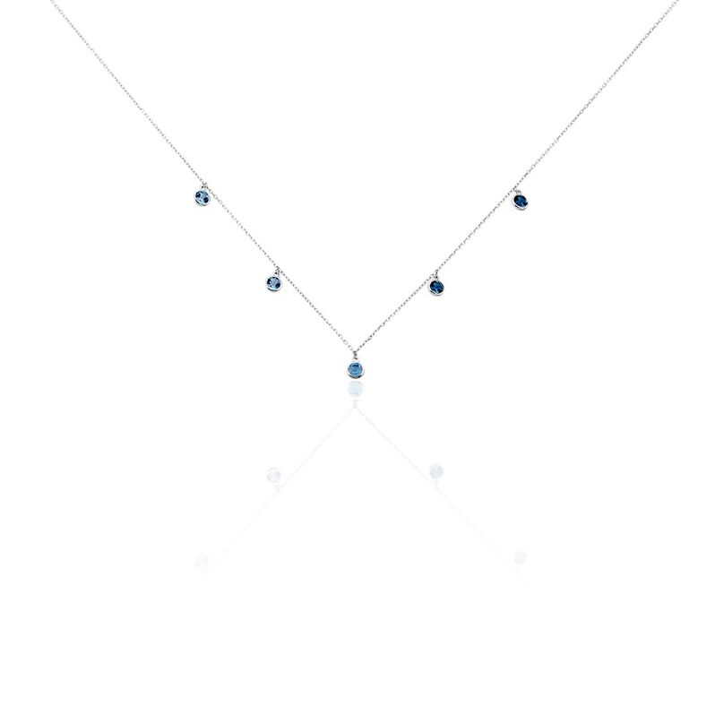 EBI Damen Collier Wei&szlig;gold 375 (9 Karat) Topas Swiss Blue 0,41 ct - Halsketten Damen | OROVIVO