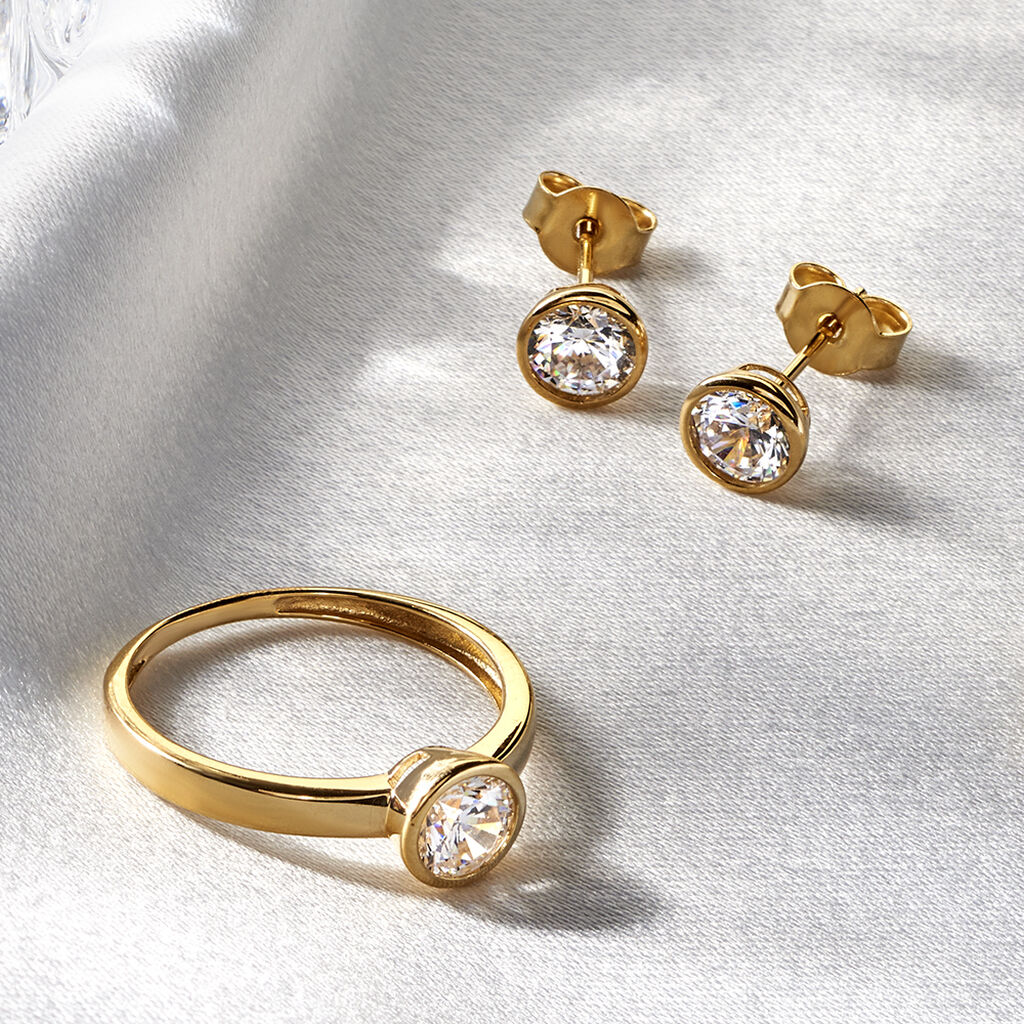 ZARGE Damen Ohrstecker Gold 375 (9 Karat) Zirkonia Wei&szlig; 1,89 ct Kreis