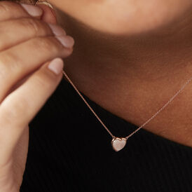 Damen Halskette Roségold 375 Diamanten 0,02ct Perlmutt Herz Pia - Herzketten Damen | OROVIVO