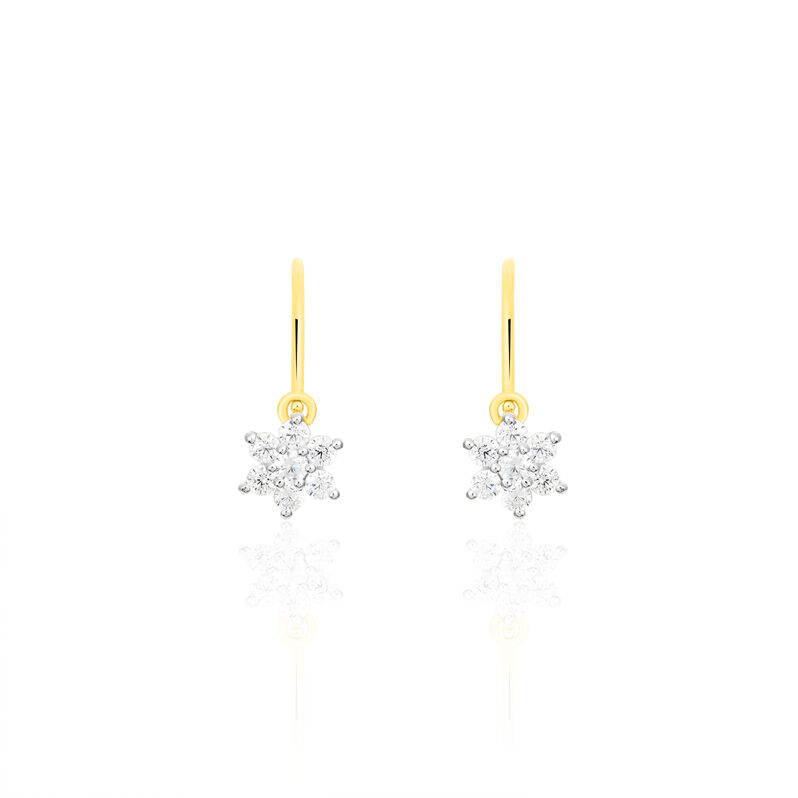 Damen Ohrringe Lang Gold 375 Zirkonia Stern Stella Stern 3  - Ohrhänger Damen | OROVIVO
