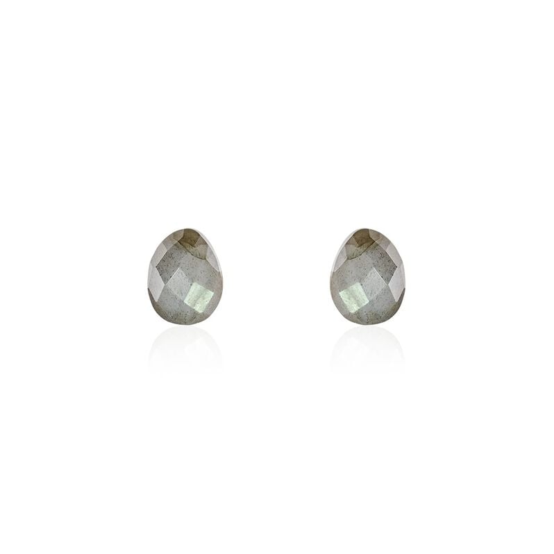 LORA Damen Ohrstecker Silber vergoldet 925 Labradorit Grau 2,8 ct - Ohrstecker Damen | OROVIVO