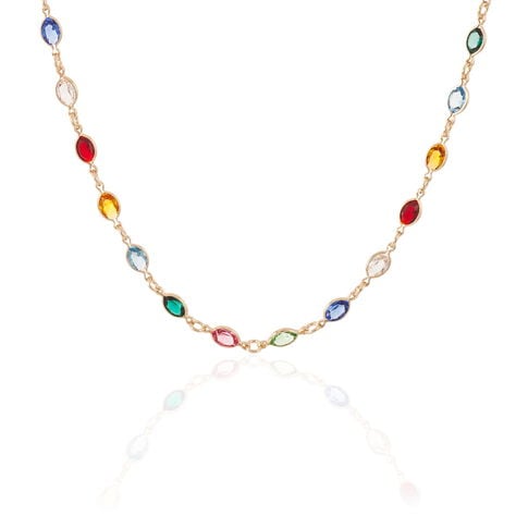 Damen Collier 18 Karat Vergoldet Multicolour Steine Ilvaae - Halsketten  | OROVIVO