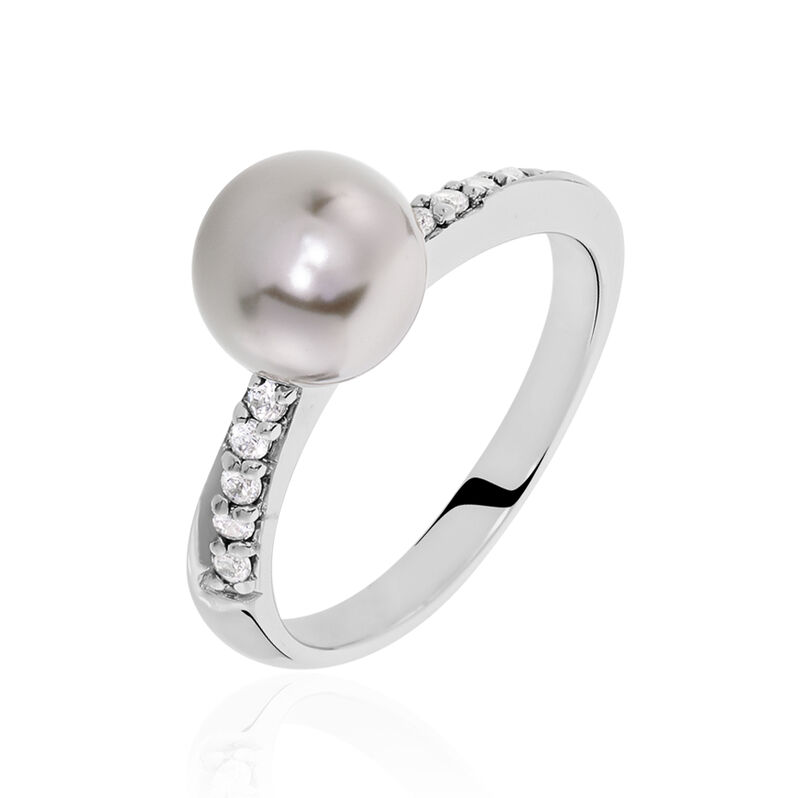 Bague Massa Argent Blanc Perle D'imitation Et Oxyde De Zirconium - Spannringe Damen | OROVIVO