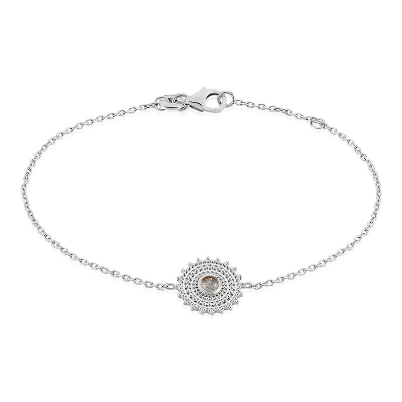 Bracelet Argent Rhodie Nyoko Rosace Labradorite - Spannringe Damen | OROVIVO