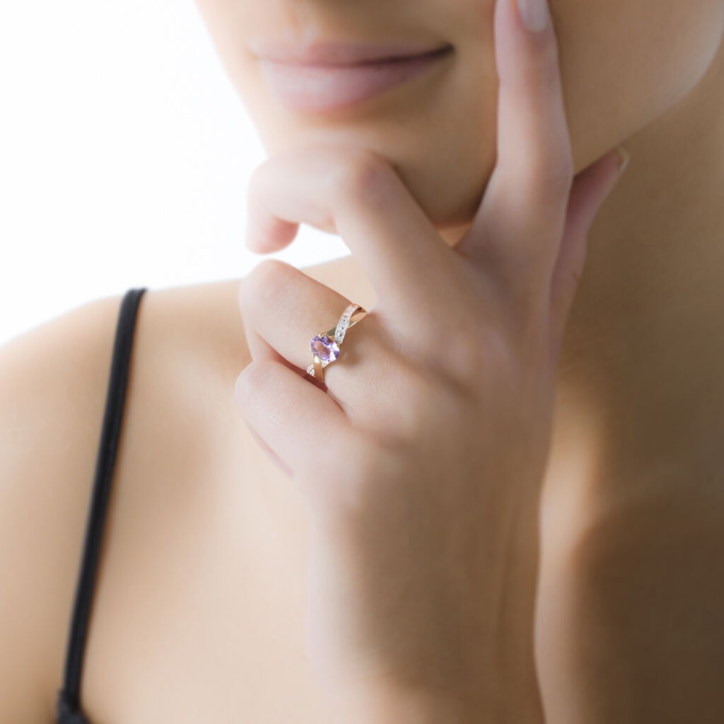 Bague Candice Or Rose Grenat - Spannringe Damen | OROVIVO