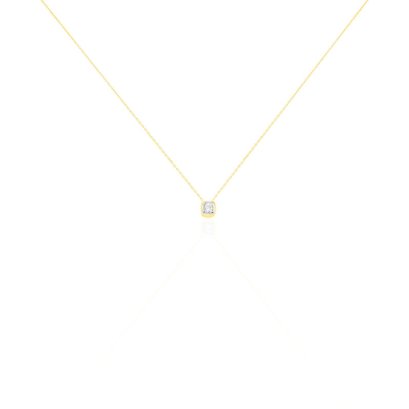 JALA Damen Collier Gold 375 (9 Karat) Diamant Wei&szlig; 0,1 ct Viereck - Halsketten Damen | OROVIVO