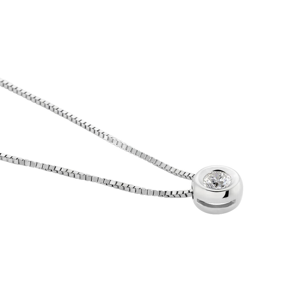 Strong Damen Collier Wei&szlig;gold 750 (18 Karat) Diamant Wei&szlig; 0,080 ct