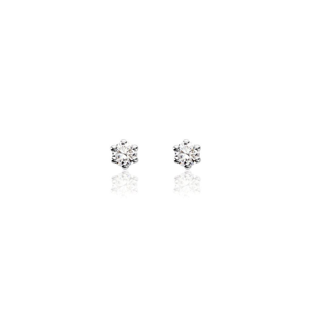 MONOPOLI Damen Ohrstecker Weißgold 585 (14 Karat) Diamant Weiß 0,11 ct, Ohrstecker mit Stein