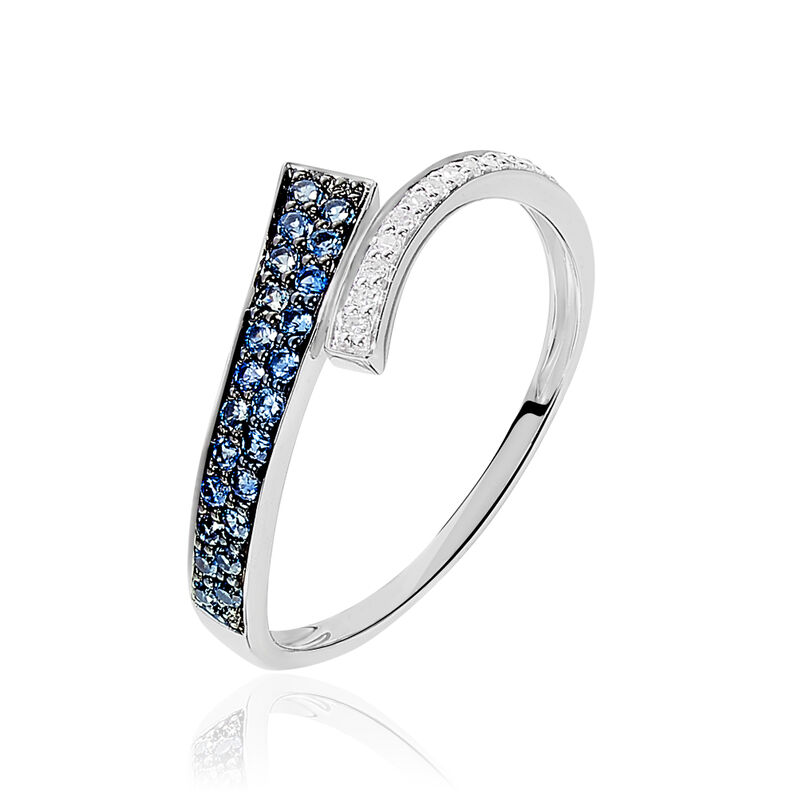 Bague Amelie Or Blanc Saphir Et Diamant - Spannringe Damen | OROVIVO