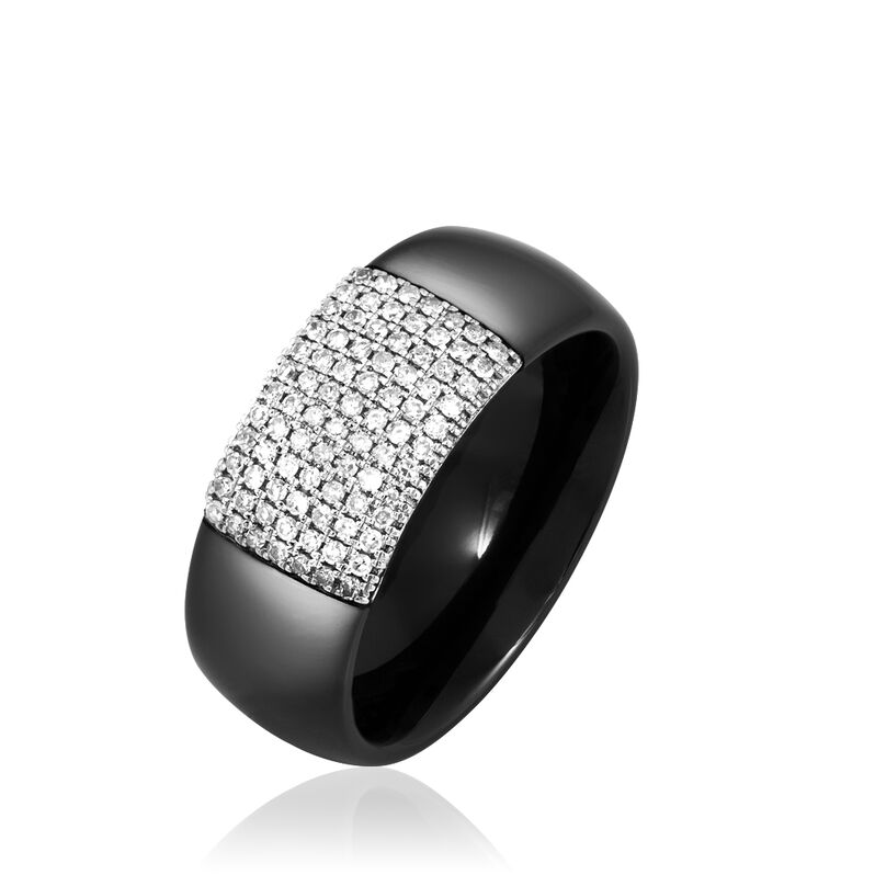 Bague Ludovina Or Blanc Céramique Et Diamant - Spannringe Damen | OROVIVO