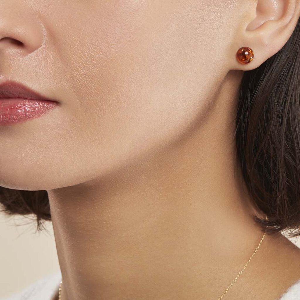 Boucles D'oreilles Puces Argent Et Ambre - Spannringe Damen | OROVIVO