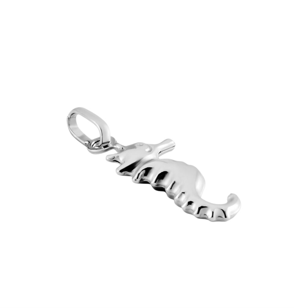 DELCI SEEPFERDCHEN Kinder Anh&auml;nger Wei&szlig;gold 375 (9 Karat) Seepferdchen