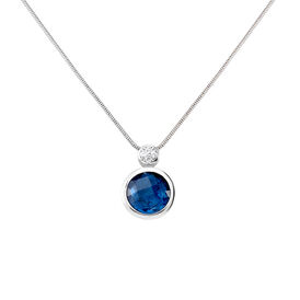 Damen Collier Silber 925 Glas Blau Kreis Walya 45cm - Ketten mit Stein Damen | OROVIVO