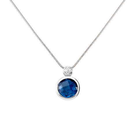 Damen Collier Silber 925 Glas Blau Kreis Walya  - Halsketten Damen | OROVIVO