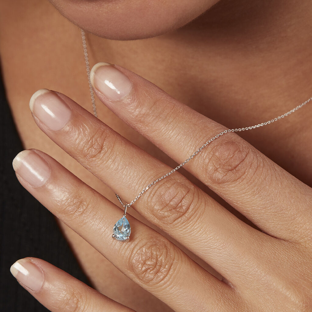 Damen Halskette Weißgold 375 Topas - Ketten mit Anhänger Damen | OROVIVO