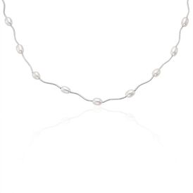 Damen Collier Silber 925 rhodiniert Süßwasserperle Inessa L - 43 cm - Ketten ohne Anhänger Damen | OROVIVO