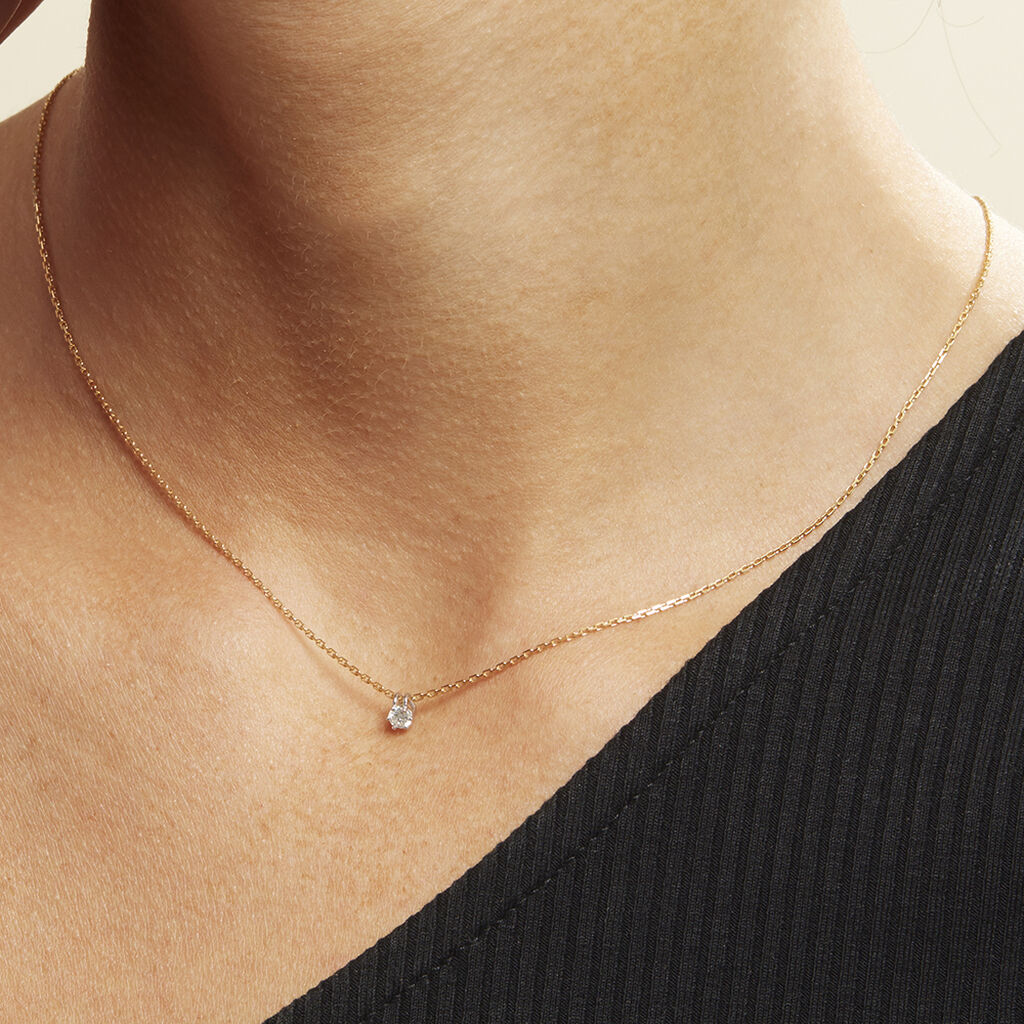 Damen Collier Gold 375 Diamant 0,1ct Rome - Halsketten Damen | OROVIVO