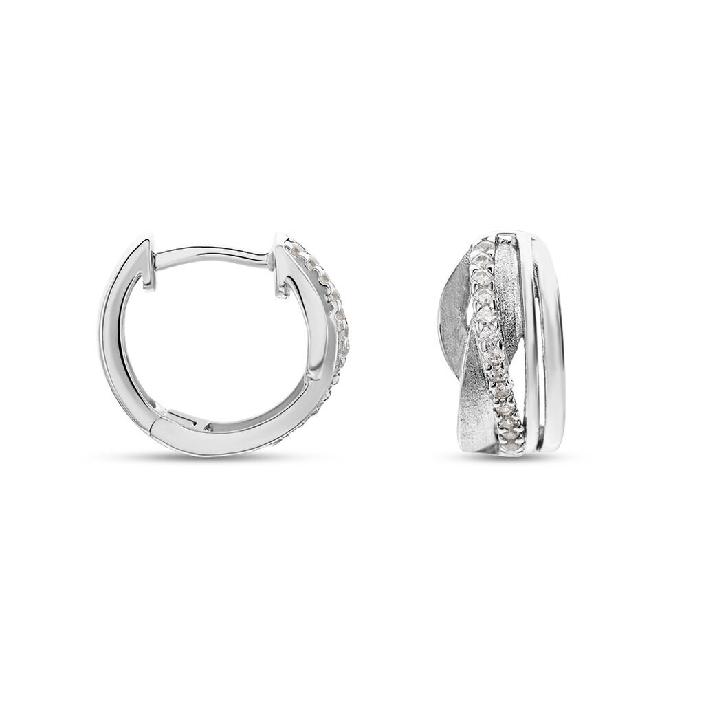 IRA Damen Creolen Silber 925 Zirkonia Wei&szlig;