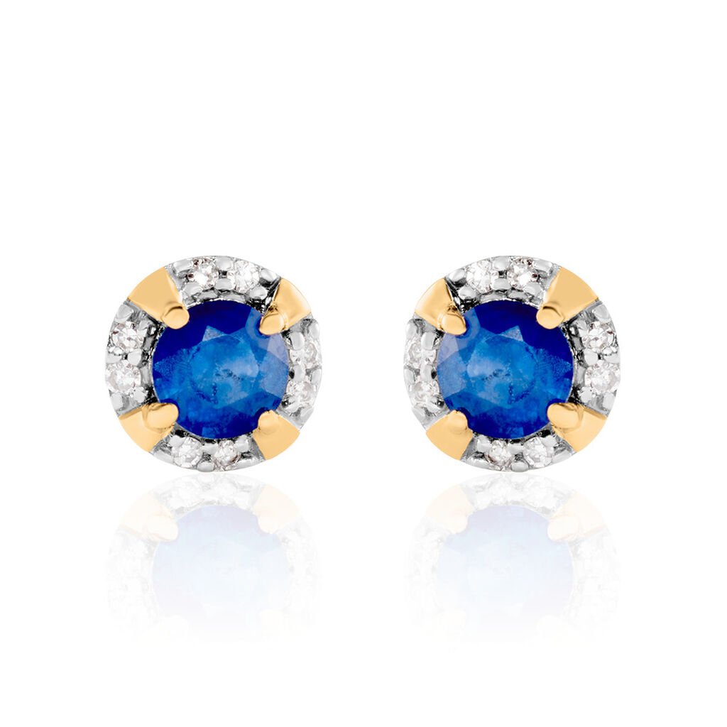 ODARIKE Damen Ohrstecker Gold 585 (14 Karat) Saphir Blau 0,7 ct Kreis - Ohrstecker Damen | OROVIVO
