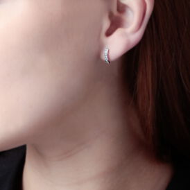 Damen Steckcreolen Weißgold 375 Zirkonia  - Creolen Damen | OROVIVO