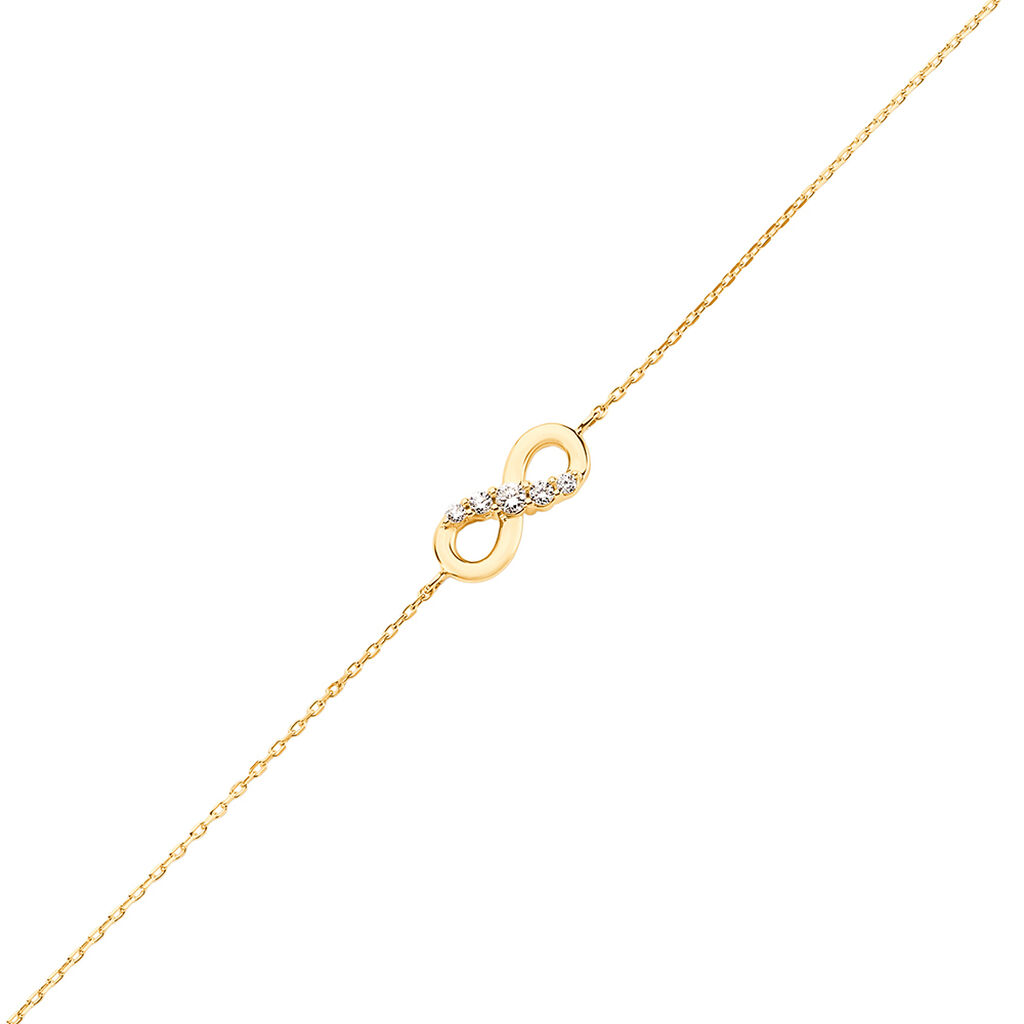 LUCIANA Damen Armband Gold 375 (9 Karat) Synthetischer Diamant Wei&szlig; 0,03 ct Unendlichkeit