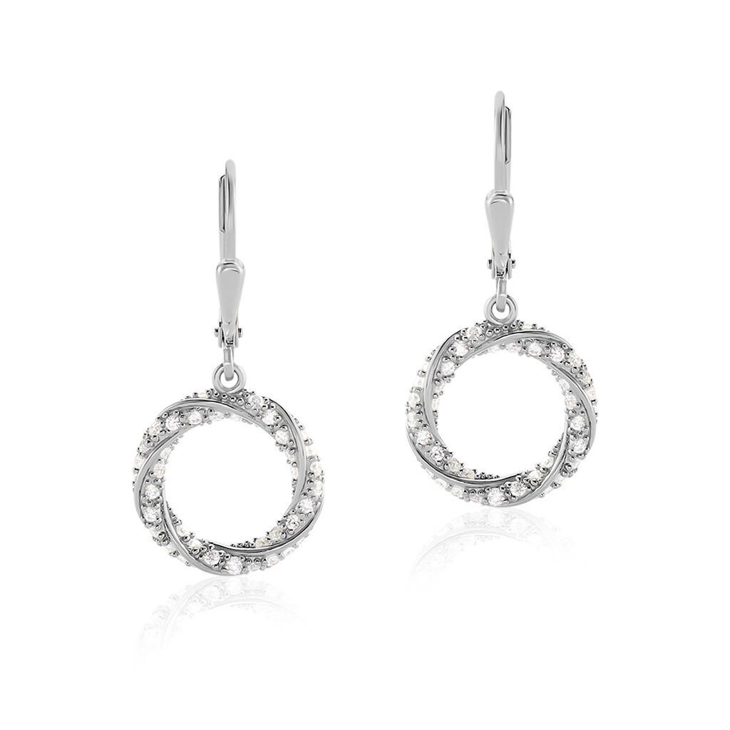 AMARA Damen Ohrringe Lang Silber 925 Andere Steine Weiß Spirale - Ohrringe mit Stein Damen | OROVIVO