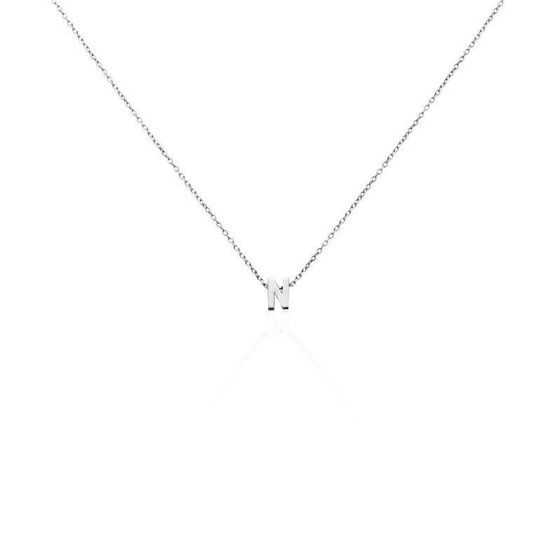Damen Collier Silber Silber 925 Buchstabe N - Halsketten Damen | OROVIVO