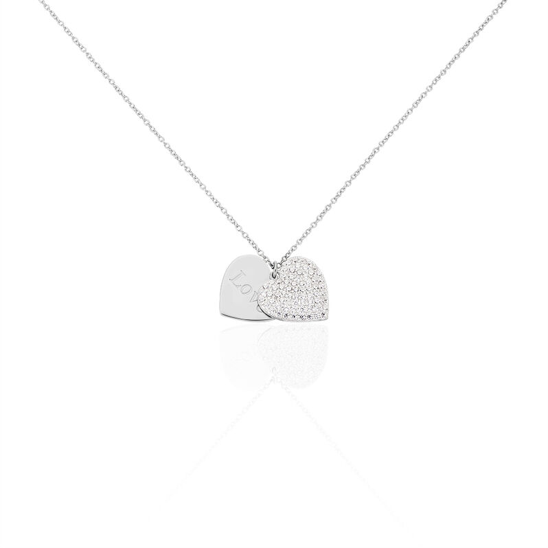 Collier Argent Eleane Double Cœurs Oxyde - Spannringe Damen | OROVIVO