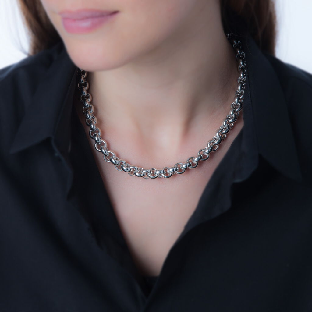 Collier Anta Maille Jaseron Argent Blanc - Spannringe Damen | OROVIVO