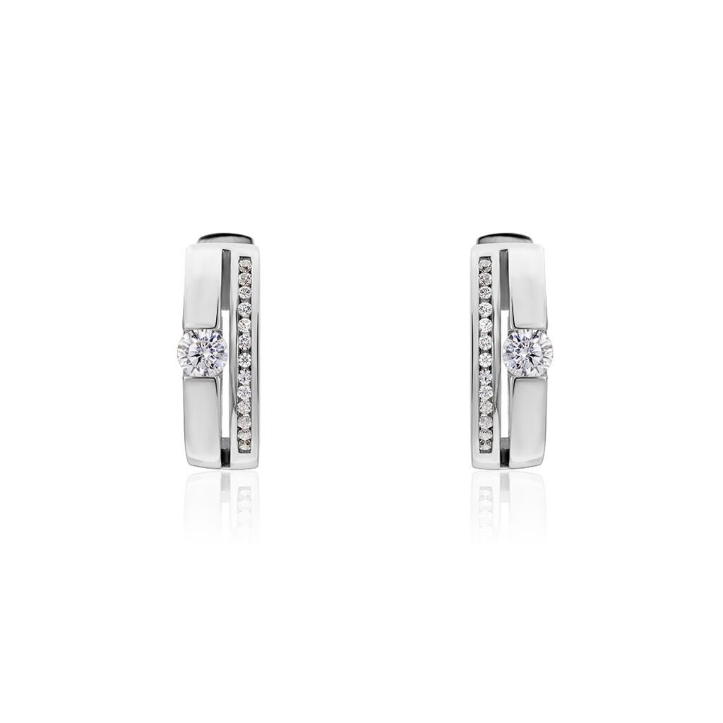 ELLEANA Damen Creolen Silber 925 Zirkonia Wei&szlig; Oval B 4,9 mm