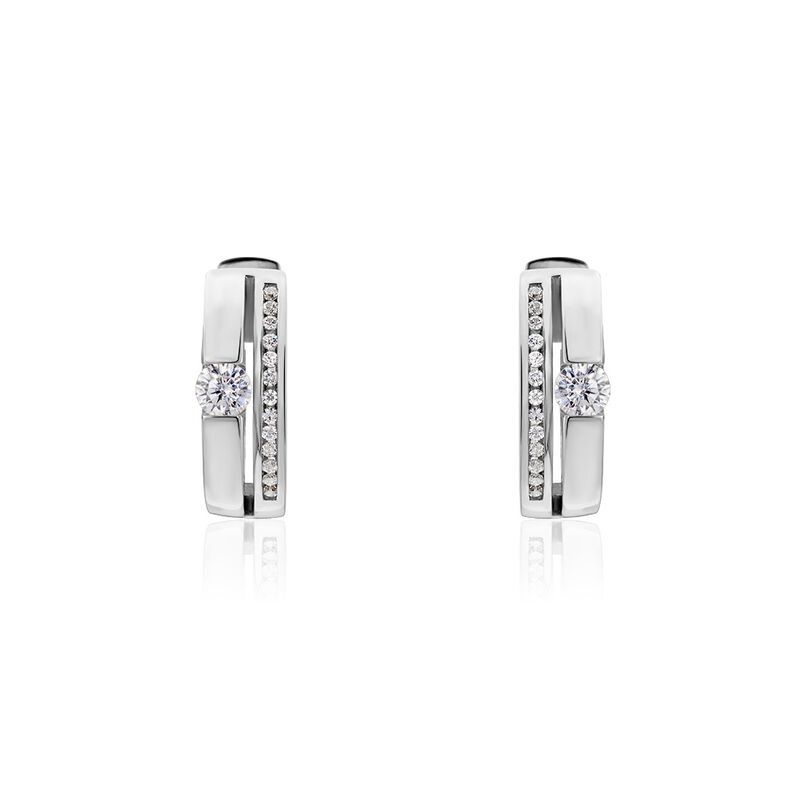ELLEANA Damen Creolen Silber 925 Zirkonia Wei&szlig; Oval B 4,9 mm - Creolen Damen | OROVIVO