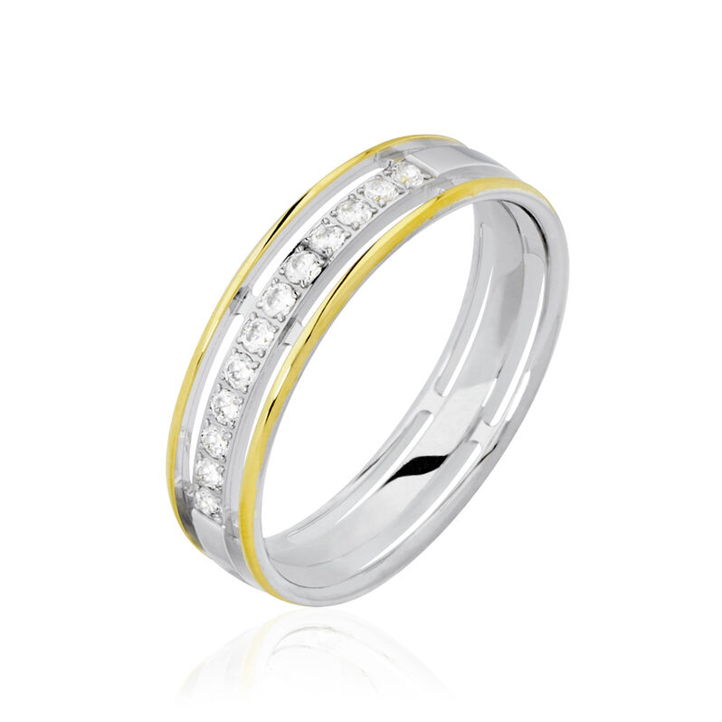 Alliance Serti Grains Ajoures Or Bicolore Diamant - Spannringe Unisex | OROVIVO