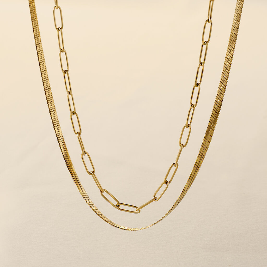 VERIGA Damen Collier Edelstahl vergoldet B 4 mm