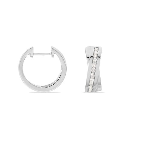 Damen Creolen Weißgold 750 Diamant 0,38ct  - Creolen Damen | OROVIVO