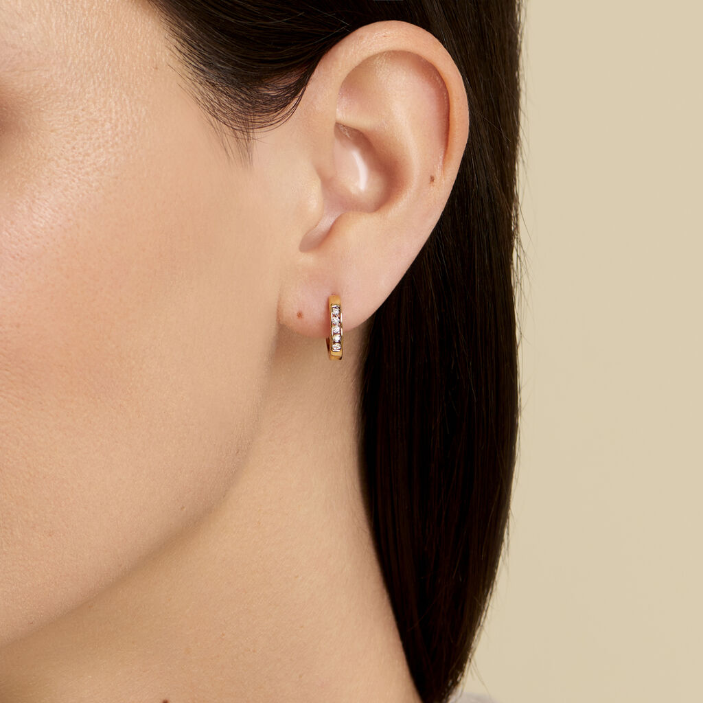 Damen Creolen Gold 375 Diamant 0,04ct 13,00mm 3,00mm  - Creolen Damen | OROVIVO