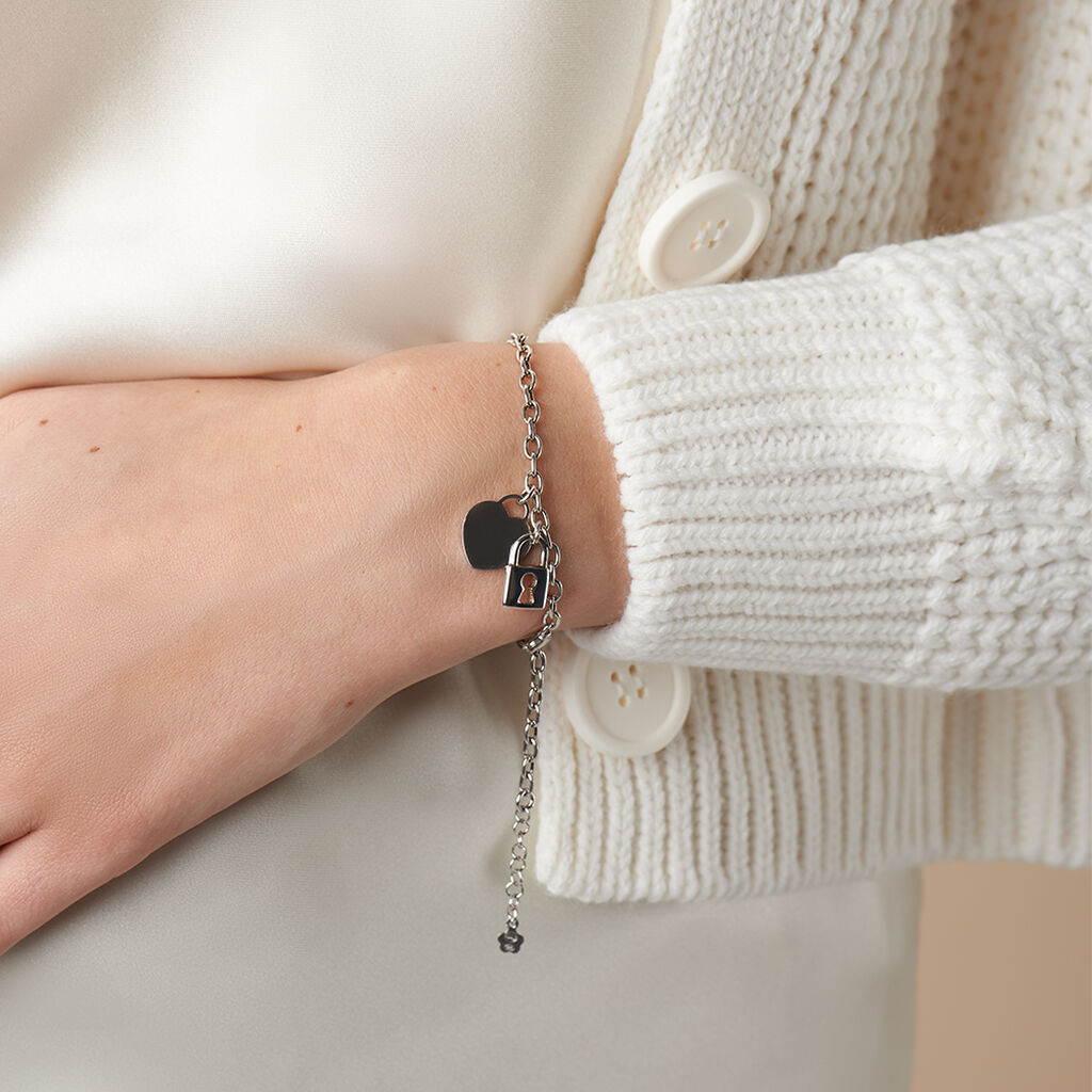Damenarmband Silber 925 Herz Schloss Kleeblatt Bitka - Armbänder mit Gravur Damen | OROVIVO