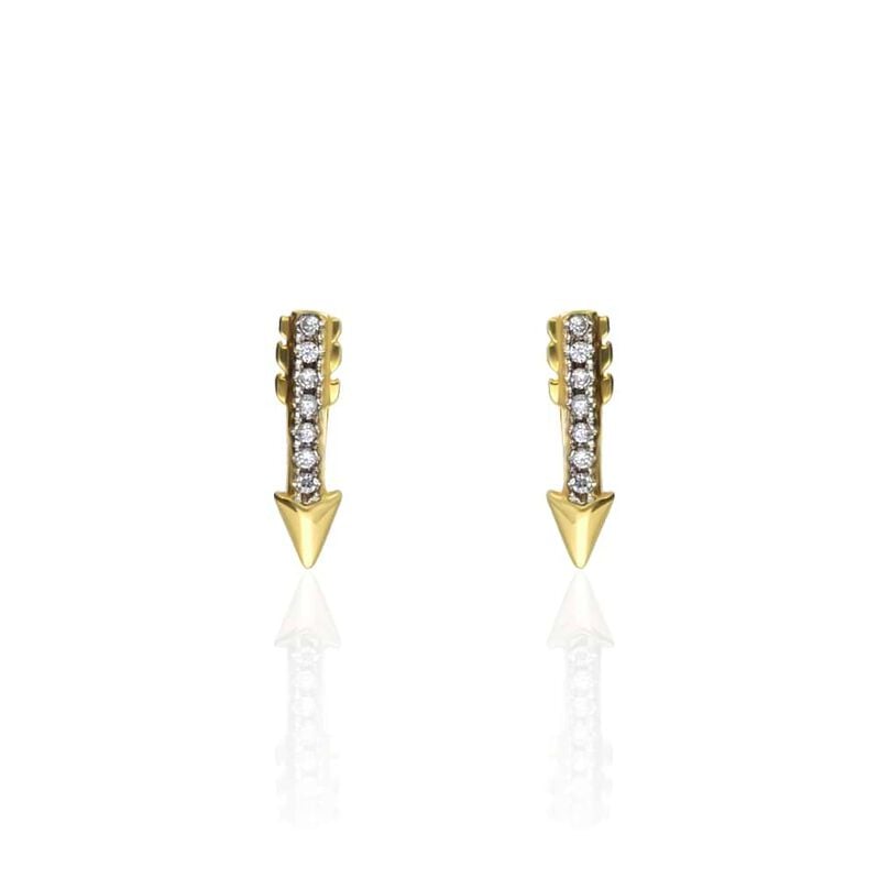 Orecchini a lobo con freccia con zirconi placcato oroCinturino in pelle saffiano grigio e chiusura easy click - Spannringe Damen | OROVIVO