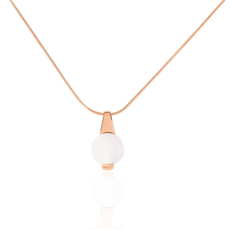 FILIPINKA Damen Collier Edelstahl rosevergoldet Achat Wei&szlig; 2,5 ct Ball - Halsketten Damen | OROVIVO