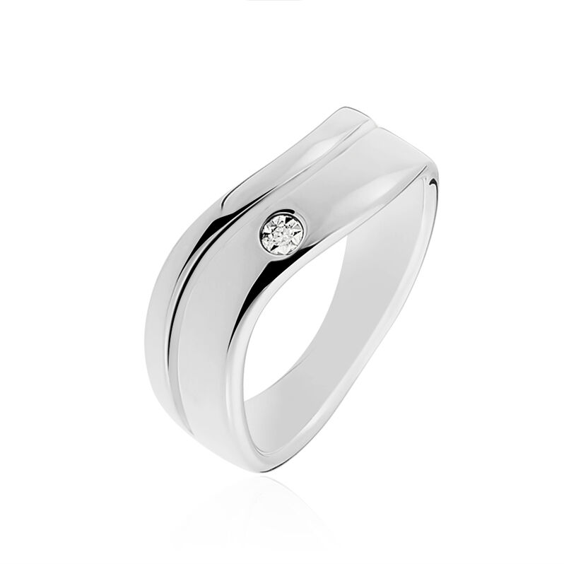 Damen Ring Silber 925 Diamant Wei&szlig; 0,01 ct Welle B 21 mm - Verlobungsringe Damen | OROVIVO