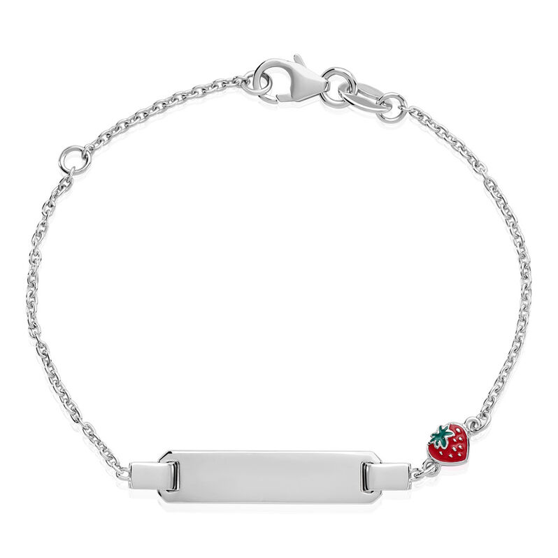 Erdbeere Kinder ID Armband Silber 925 Erdbeere - Armb&auml;nder Kinder | OROVIVO