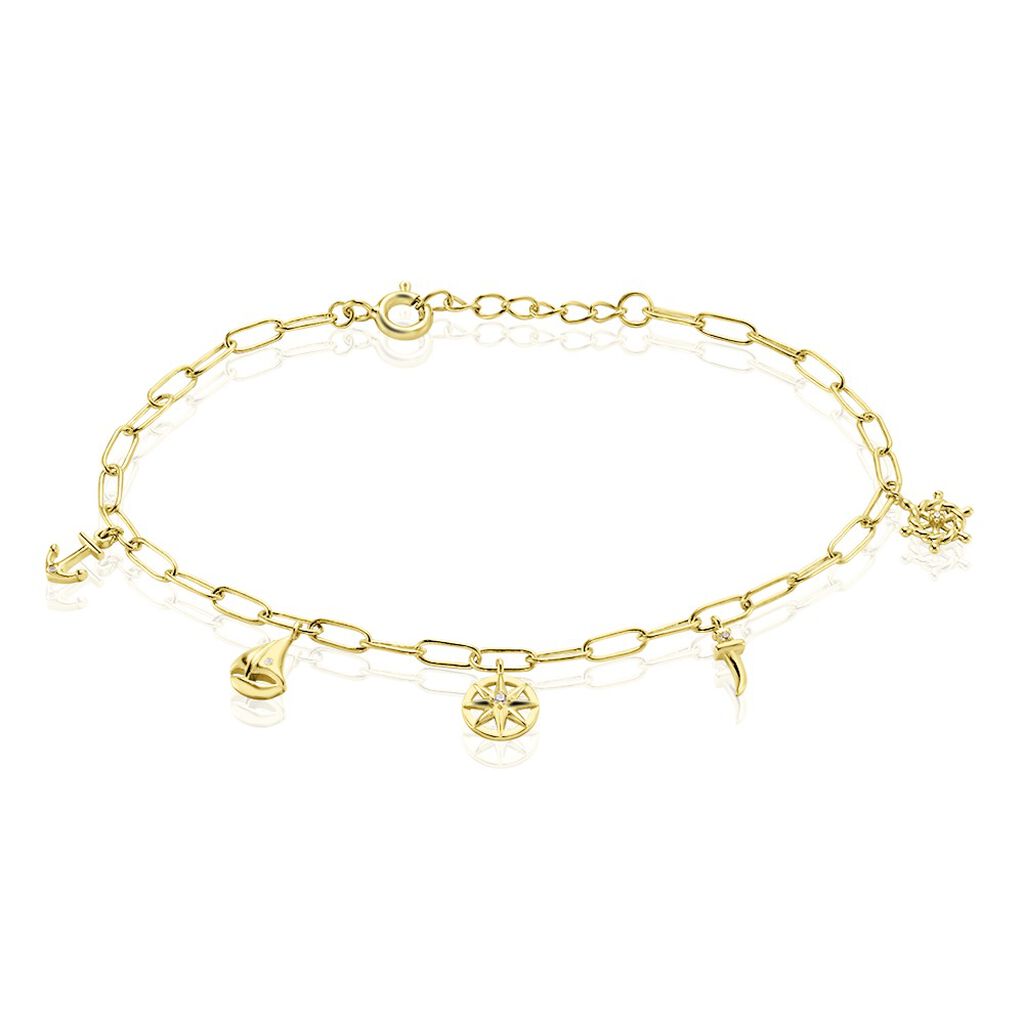 ZOE Damen Armband Silber vergoldet 925 Zirkonia Wei&szlig; Anker